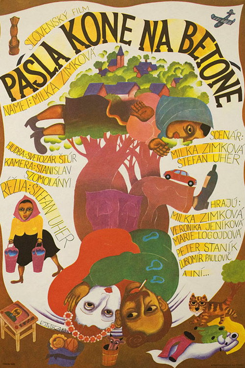 Póster de Pásla kone na betóne