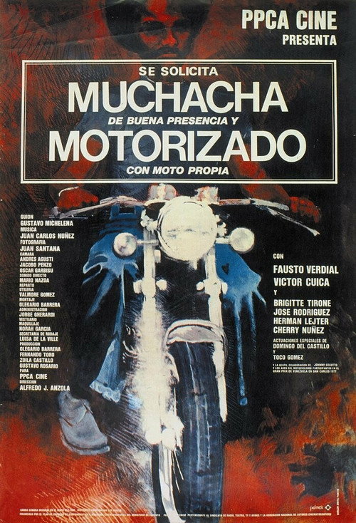 Póster de Se solicita Muchacha de buena presencia y Motorizado con moto propia