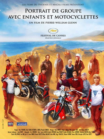 Póster de Portrait de groupe avec enfants et motocyclettes