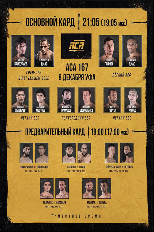 Póster de ACA 167: Baydulaev vs. Dias