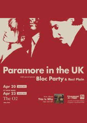 Póster de Paramore 2023 - Live In London At The O2 Arena